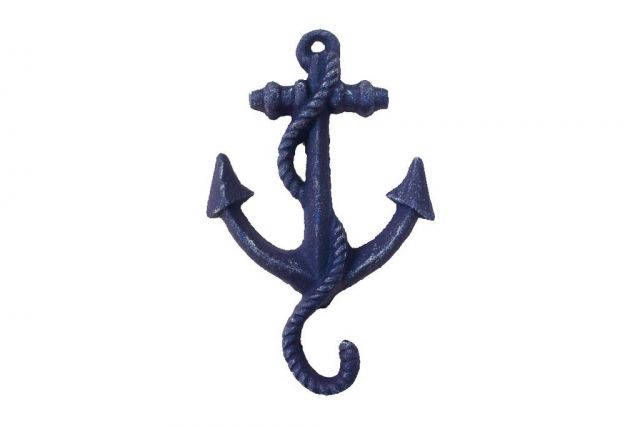 Rustic Dark Blue Cast Iron Anchor Hook 5