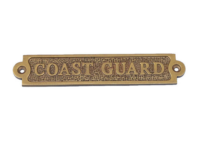 Antique Brass Coast Guard Sign 6