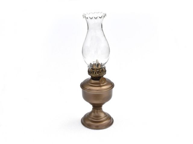 Antique Brass Table Oil Lamp 10