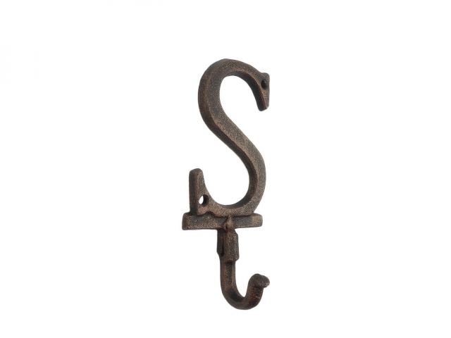 Rustic Copper Cast Iron Letter S Alphabet Wall Hook 6