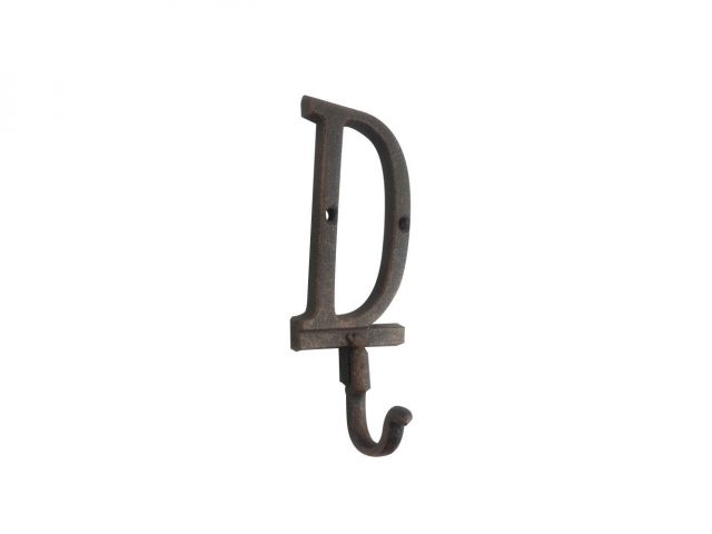 Rustic Copper Cast Iron Letter D Alphabet Wall Hook 6