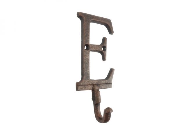 Rustic Copper Cast Iron Letter E Alphabet Wall Hook 6