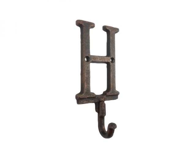 Rustic Copper Cast Iron Letter H Alphabet Wall Hook 6