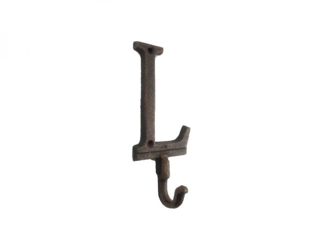 Rustic Copper Cast Iron Letter L Alphabet Wall Hook 6