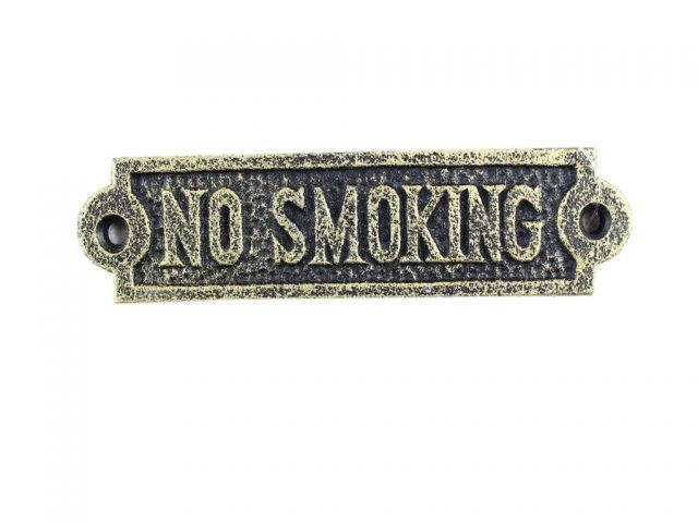 Antique Gold Cast Iron No Smoking Sign 6