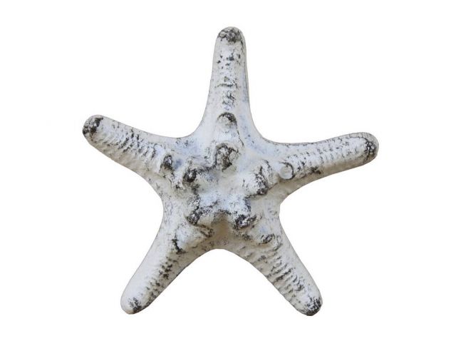 Rustic Whitewashed Cast Iron Decorative Starfish 4.5
