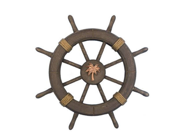 Antique Decorative Ship Wheel With Palm Tree 18