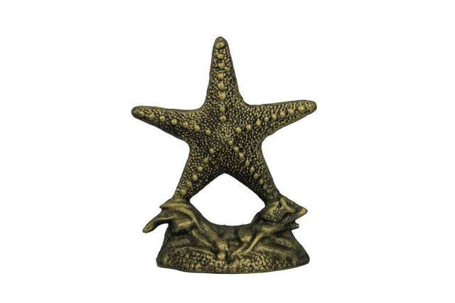 Antique Gold Cast Iron Starfish Door Stopper 11