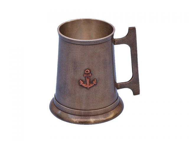 Antique Brass Anchor Mug With Cleat Handle 5