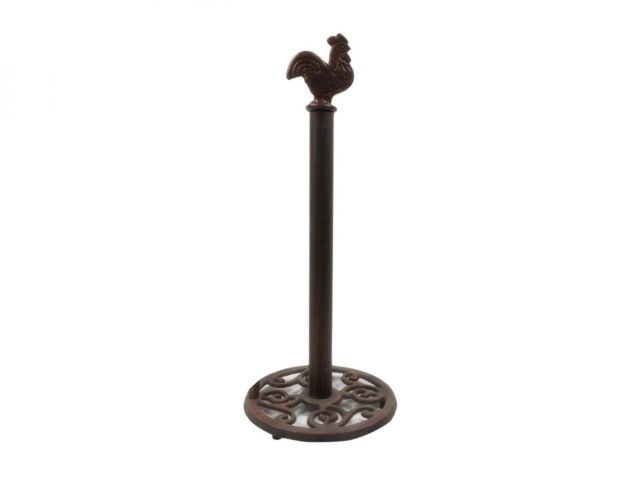 Rustic Copper Cast Iron Rooster Extra Toilet Paper Stand 15
