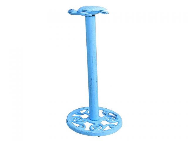Rustic Light Blue Cast Iron Sea Turtle Extra Toilet Paper Stand 13