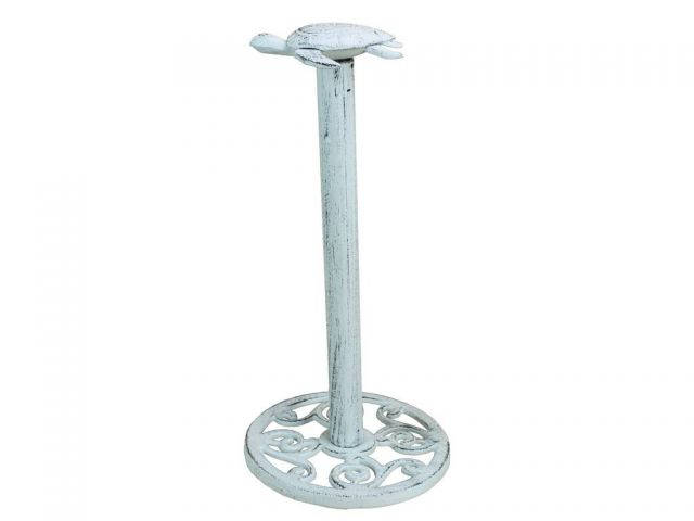 Whitewashed Cast Iron Sea Turtle Extra Toilet Paper Stand 13