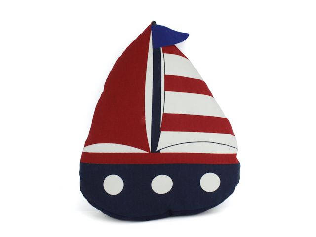 Blue American Sailboat Nautical Decorative Throw Pillow 17