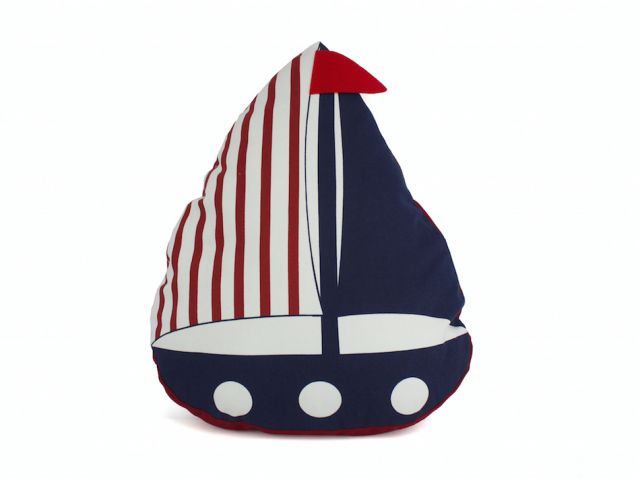 Red American Sailboat Nautical Decorative Throw Pillow 17