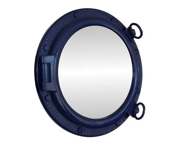 Navy Blue Decorative Ship Porthole Mirror 20