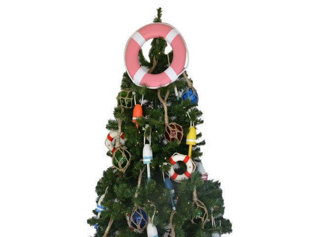 Pink Lifering with White Bands Christmas Tree Topper Decoration 