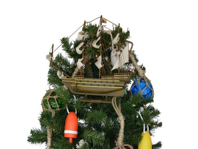 Wooden Sovereign of the Seas Model Ship Christmas Tree Topper Decoration 