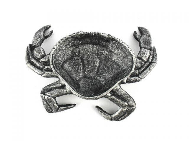 Antique Silver Cast Iron Crab Decorative Bowl 7