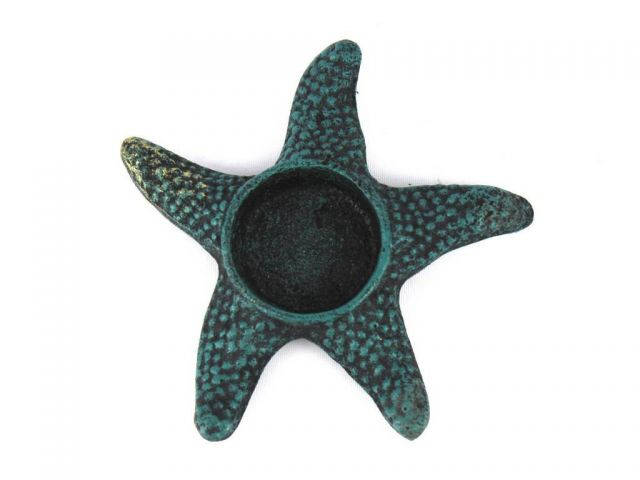 Seaworn Blue Cast Iron Starfish Decorative Tealight Holder 4.5