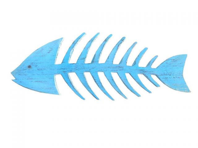 Wooden Rustic Light Blue Fishbone Wall Mounted Decoration 25