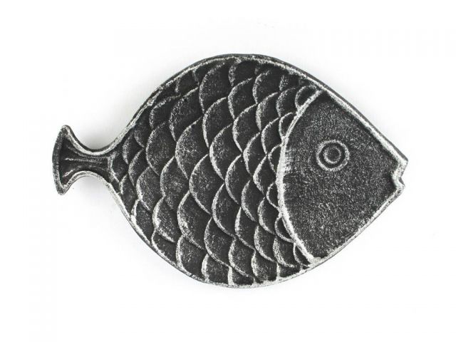 Antique Silver Cast Iron Fish Decorative Plate 8