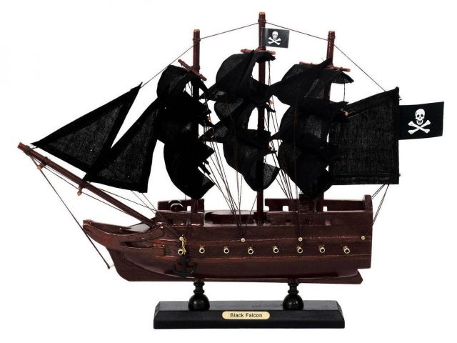 Wooden Captain Kidds Black Falcon Black Sails Model Pirate Ship 12