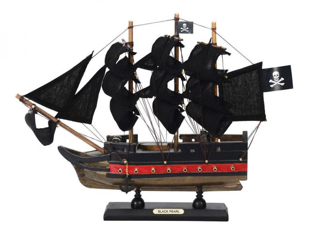 Wooden Black Pearl with Black Sails Limited Model Pirate Ship 12