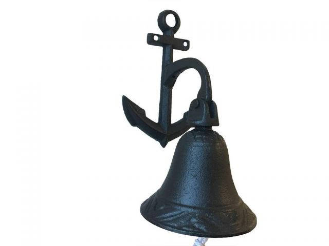 Rustic Black Cast Iron Wall Hanging Anchor Bell 8