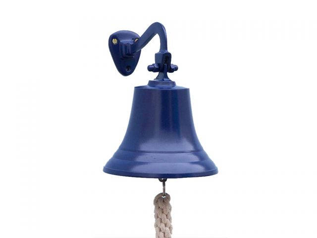 Solid Brass Hanging Ships Bell 11 - Blue