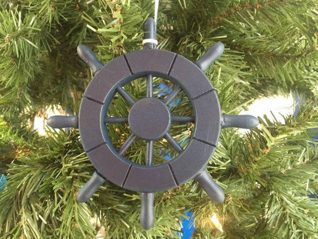 Dark Blue Decorative Ship Wheel Christmas Tree Ornament 6