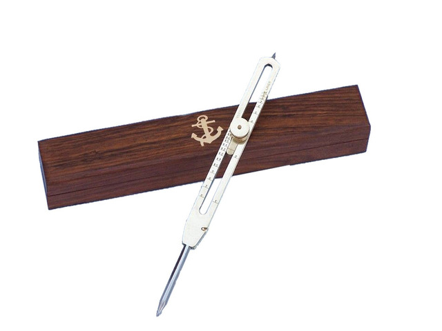Brass Drafting Compass with Rosewood Box 9