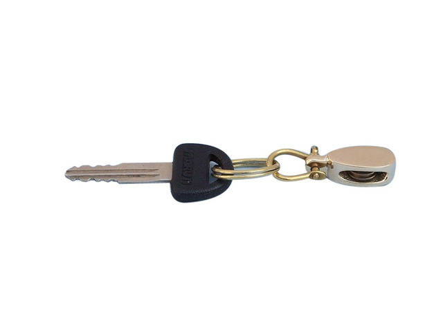 Solid Brass Single Pulley Key Chain 5
