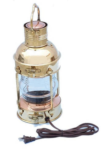 Solid Brass Anchor Electric Lantern 12