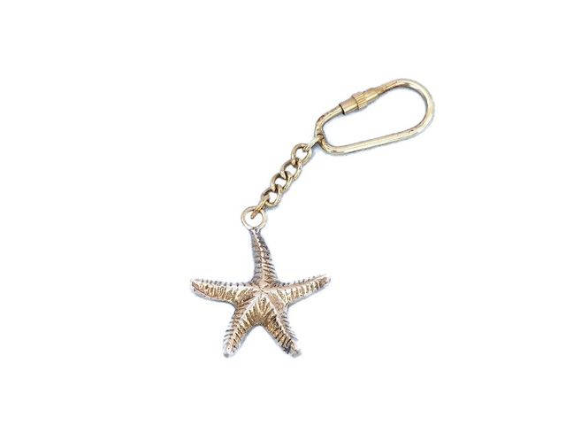 Solid Brass Starfish Key Chain 5