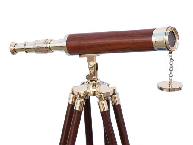 Floor Standing Brass-Wood Harbor Master Telescope 50
