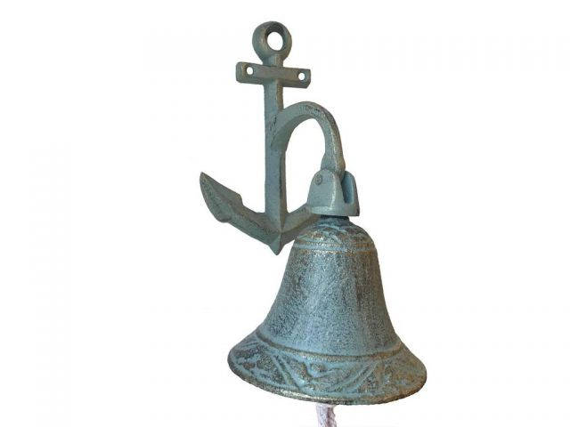 Antique Bronze Cast Iron Wall Hanging Anchor Bell 8