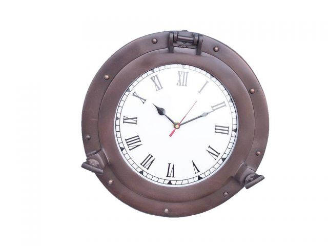 Bronzed Deluxe Class Porthole Clock 15 