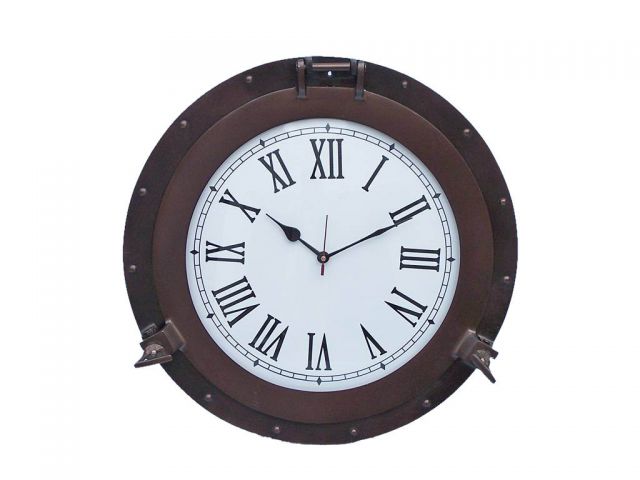 Bronzed Deluxe Class Porthole Clock 20 