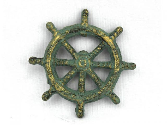Antique Bronze Cast Iron Ship Wheel Bottle Opener 3.75