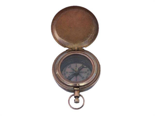 Antique Copper Ship Scouts Push Button Compass 2