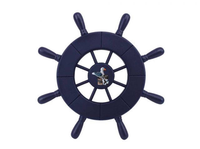 Dark Blue Decorative Ship Wheel With Seagull 9