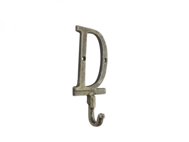 Rustic Gold Cast Iron Letter D Alphabet Wall Hook 6