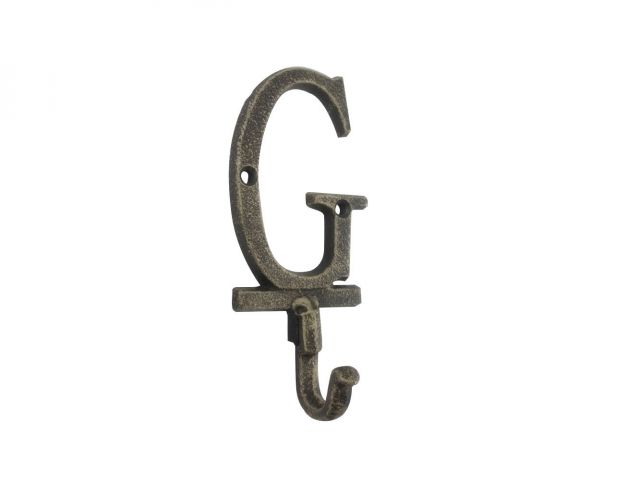 Rustic Gold Cast Iron Letter G Alphabet Wall Hook 6