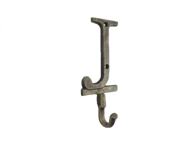 Rustic Gold Cast Iron Letter J Alphabet Wall Hook 6