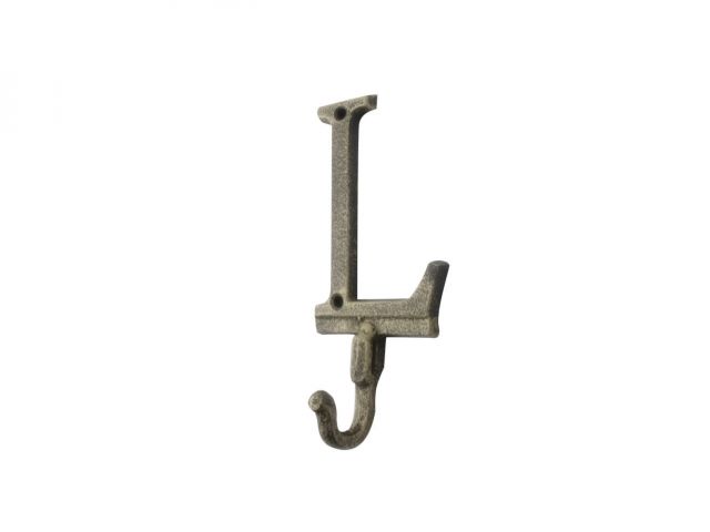 Rustic Gold Cast Iron Letter L Alphabet Wall Hook 6