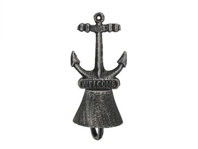 Rustic Silver Cast Iron Anchor Hand Bell 5