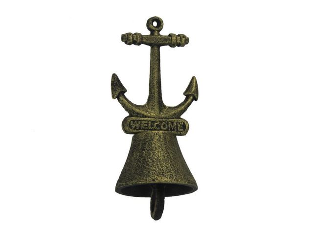 Rustic Gold Cast Iron Anchor Hand Bell 5