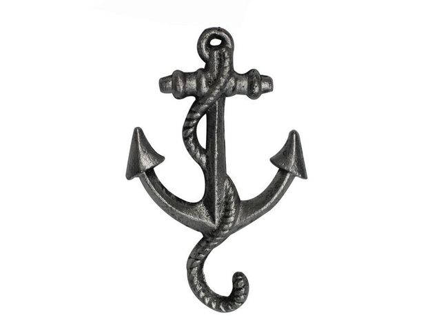 Rustic Silver Cast Iron Anchor Hook 5