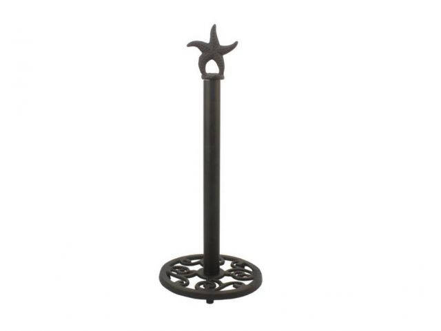 Rustic Black Cast Iron Starfish Extra Toilet Paper Stand 15