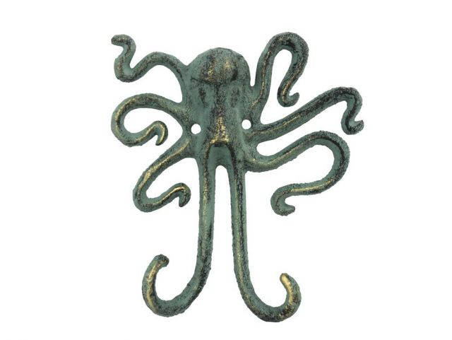 Antique Bronze Cast Iron Decorative Wall Mounted Octopus Hooks 6
